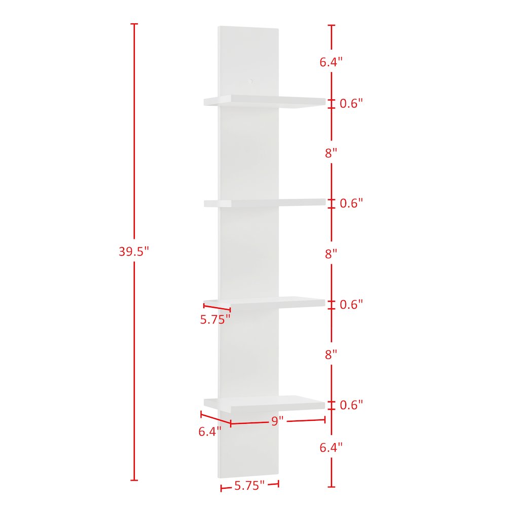 Arica Utility Column 4-Tier Spine Wall Shelves - Black. Picture 2