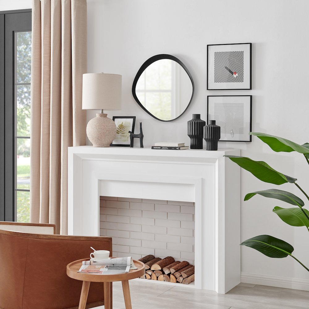 Sonya 24-inch Contemporary Round Wall Mirror with Raised Black Iron Frame. Picture 9