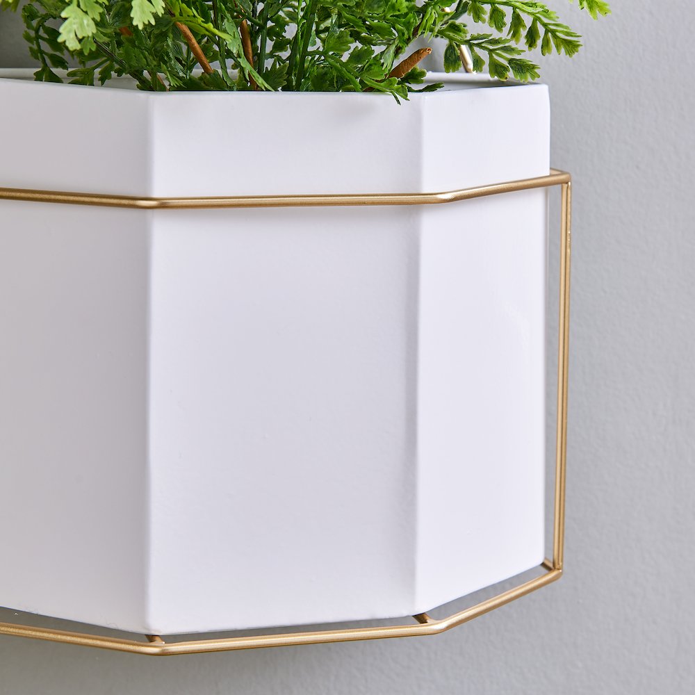 Geometric White and Gold Wall Planters Set of 3. Picture 4