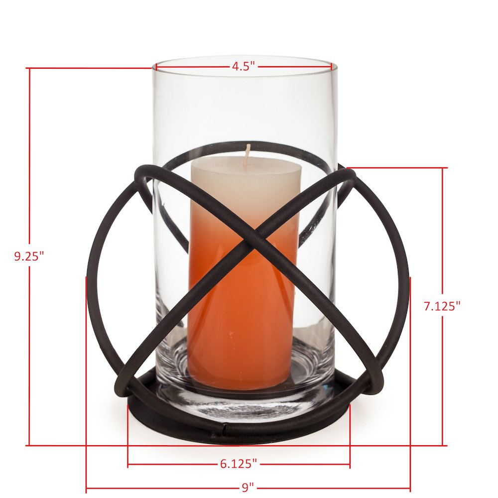 Large Metal and Glass Orbits Hurricane Candleholder. Picture 2
