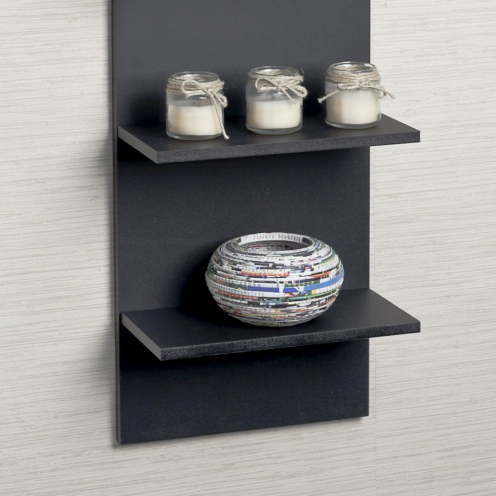 Black Grain Finish Wide Column Wall Shelf. Picture 4