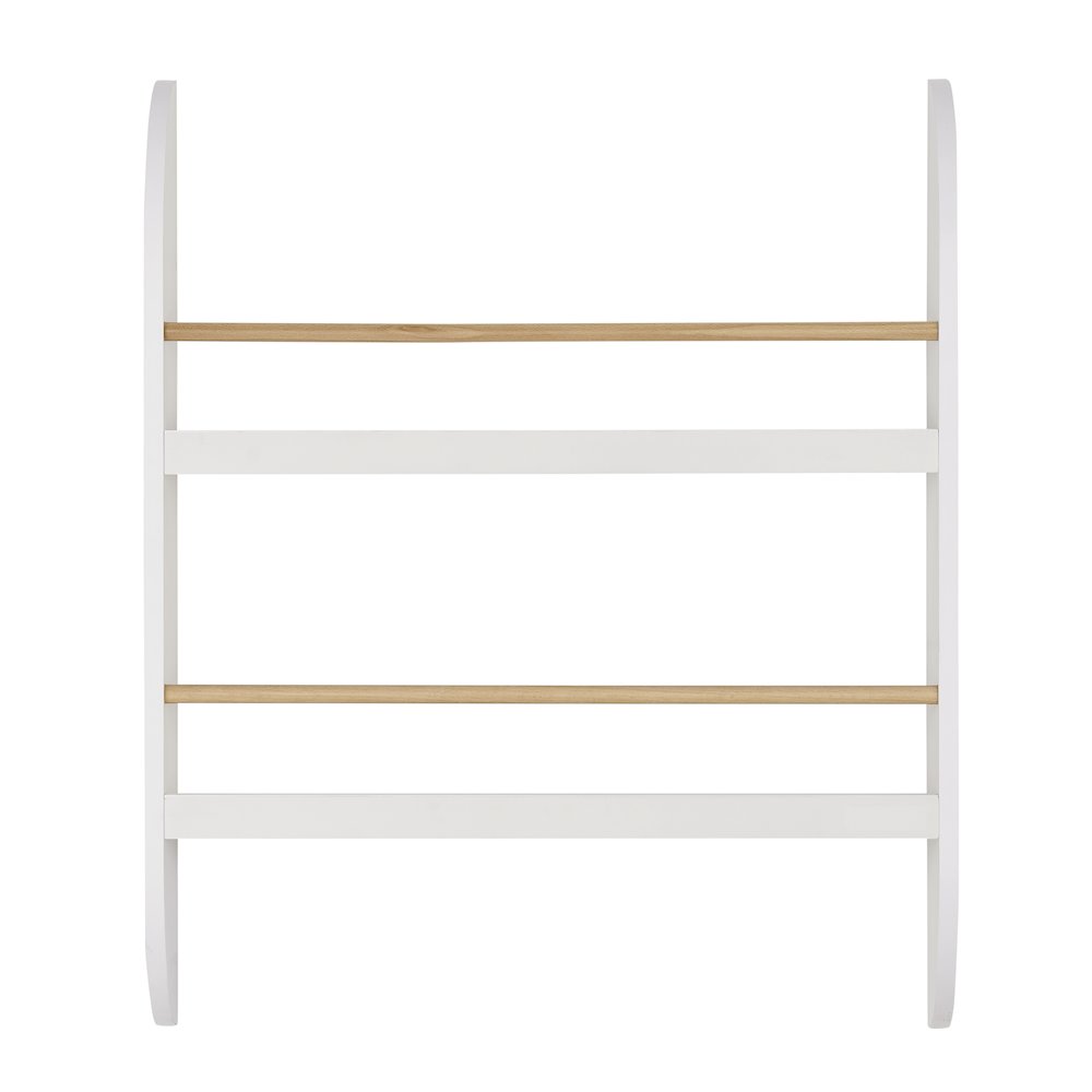 Steiner White Rounded 2-Tier Kids Book Magazine Wall Bookcase - Wood-toned Rods. Picture 1
