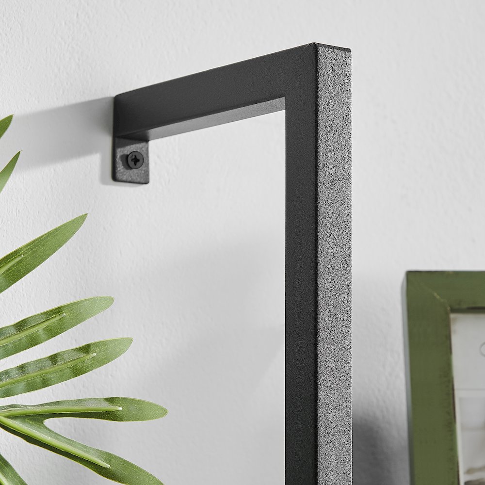 Everett 5-Tier Open Display Wall Mount Metal Frame Ladder Shelf - Black/Black. Picture 12