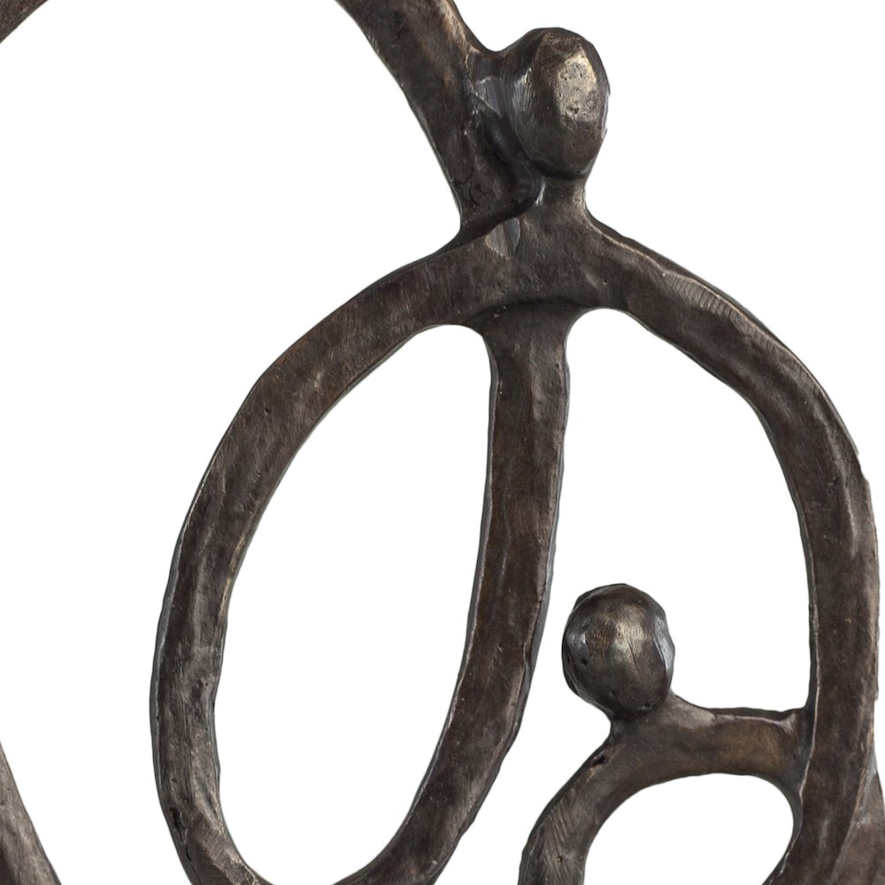 Family of 3 Heart Ring of Love Bronze Sculpture. Picture 3