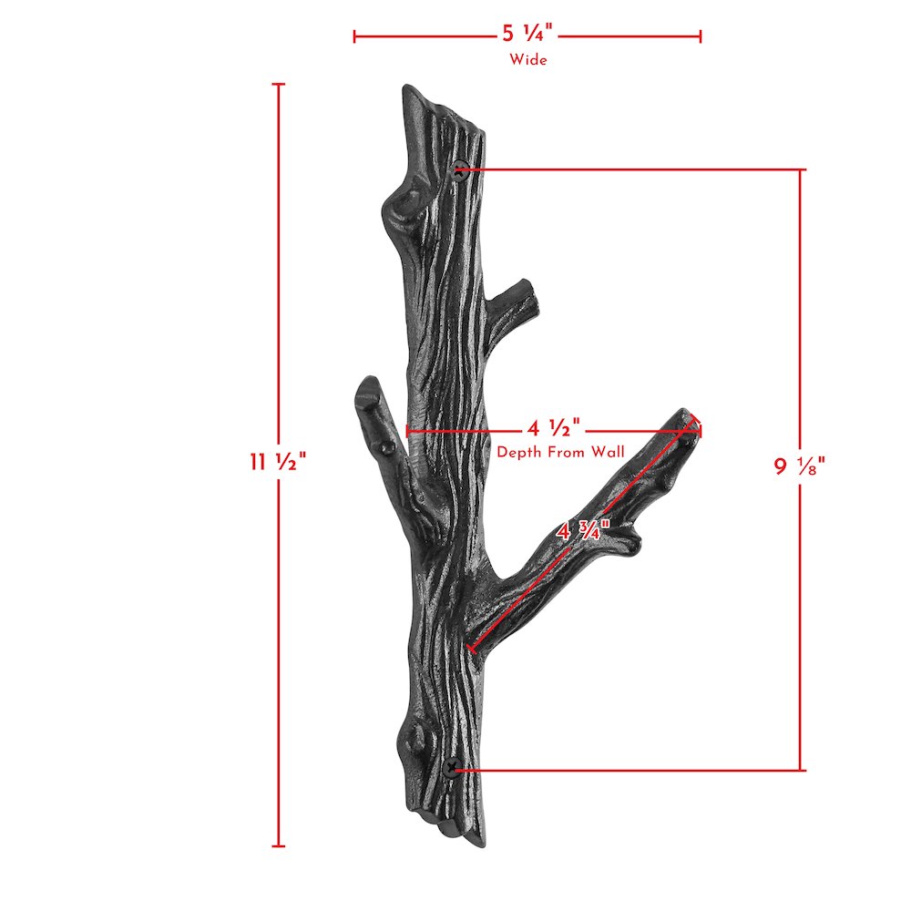 Brown Cast Iron Tree Branch Double Wall Mount Coat Hooks (Set of 2). Picture 2