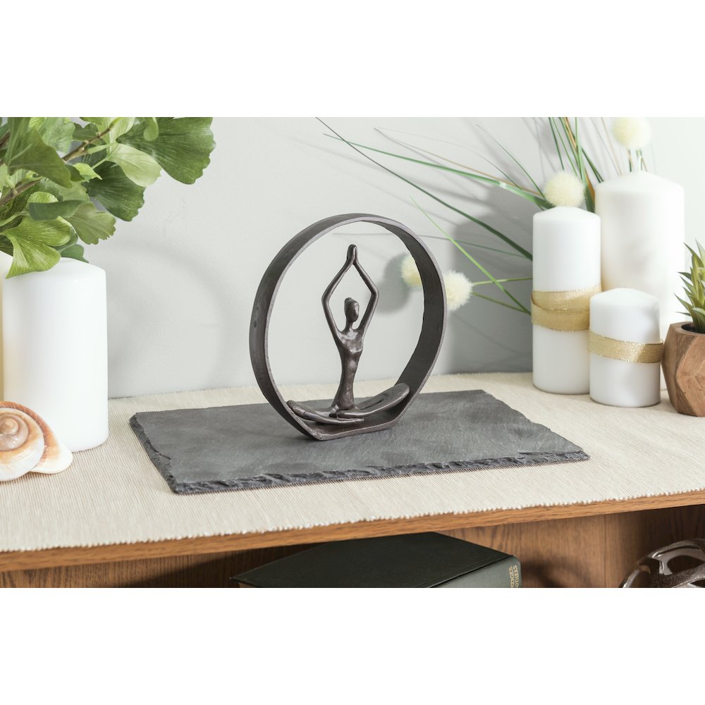 Circle Iron Sculpture with Figurine in Yoga Pose – Namaste Spiritual. Picture 3