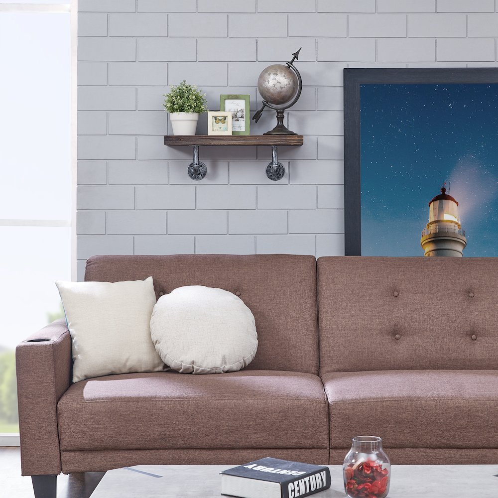 24" x 7" Floating Pipe Industrial Rustic Wall Mount Shelf – Ebony. Picture 5