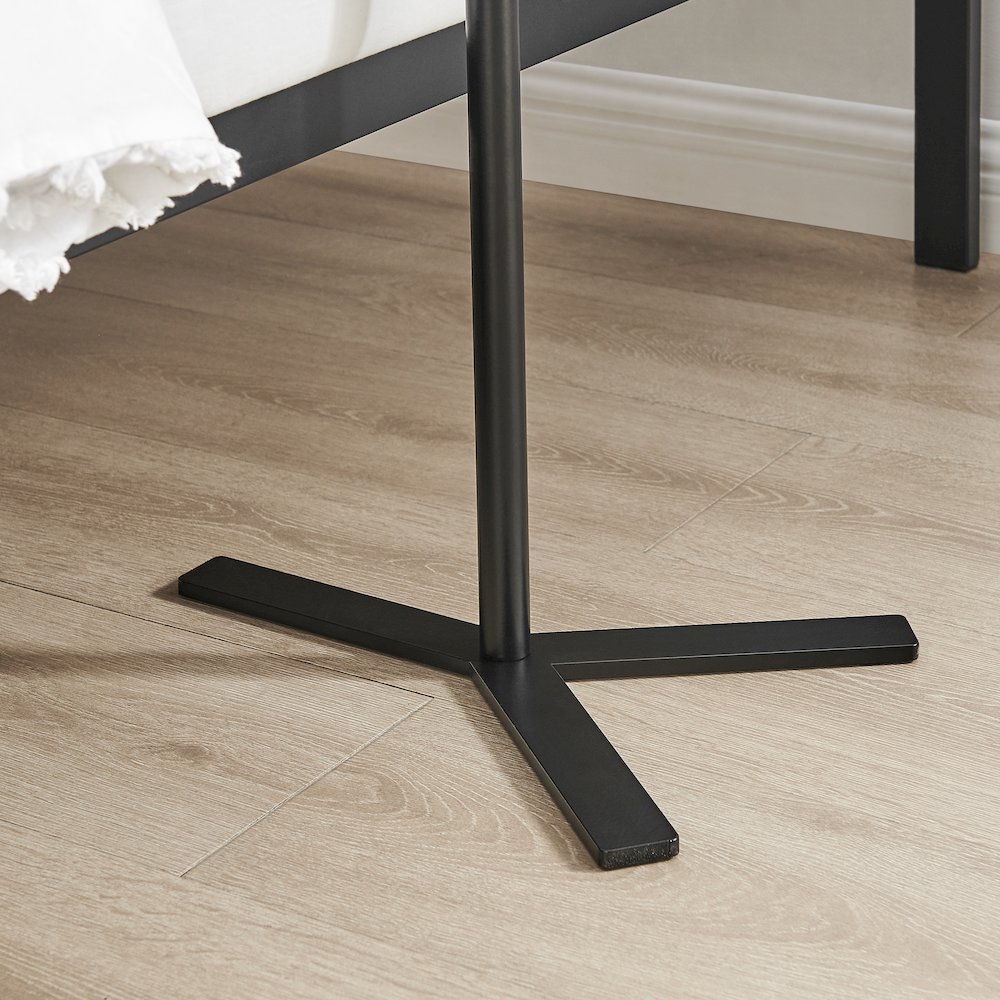 Carter Oval Teardrop Couch-Side Accent C-Table Y-Shape Leg - Black Marble/Black. Picture 8
