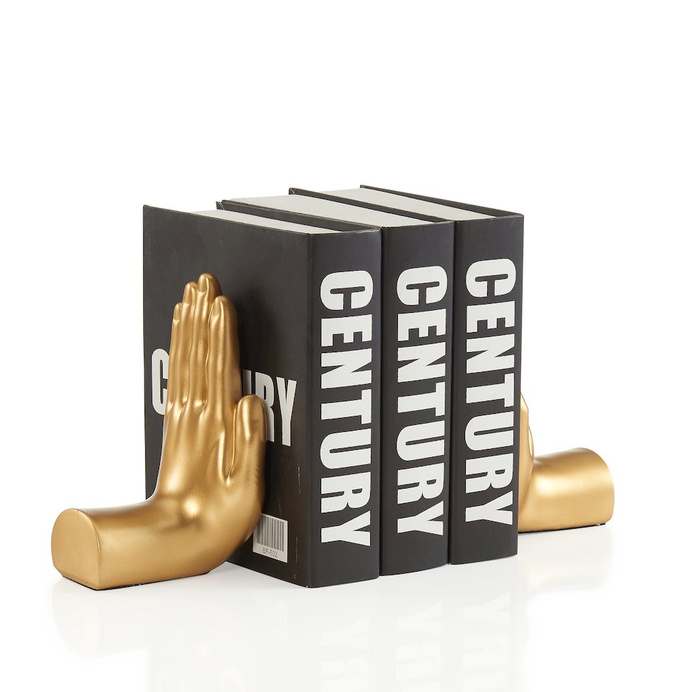 Antique Gold "Hands" Bookend Set of 2. Picture 1
