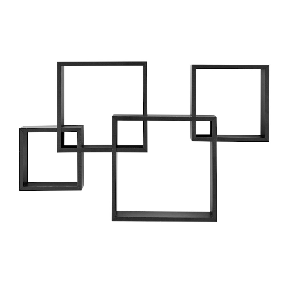 Blocchetto Intersecting Cubes Wall Shelf - Horizontal/Vertical - Black. Picture 1