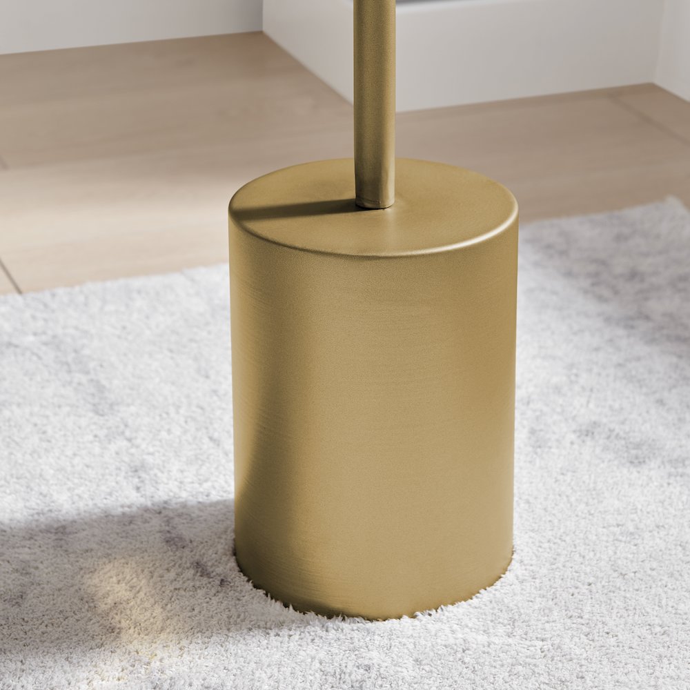 Fritz Pedestal Side Accent Table with Gold Metal Base Genuine White Marble Stone. Picture 8