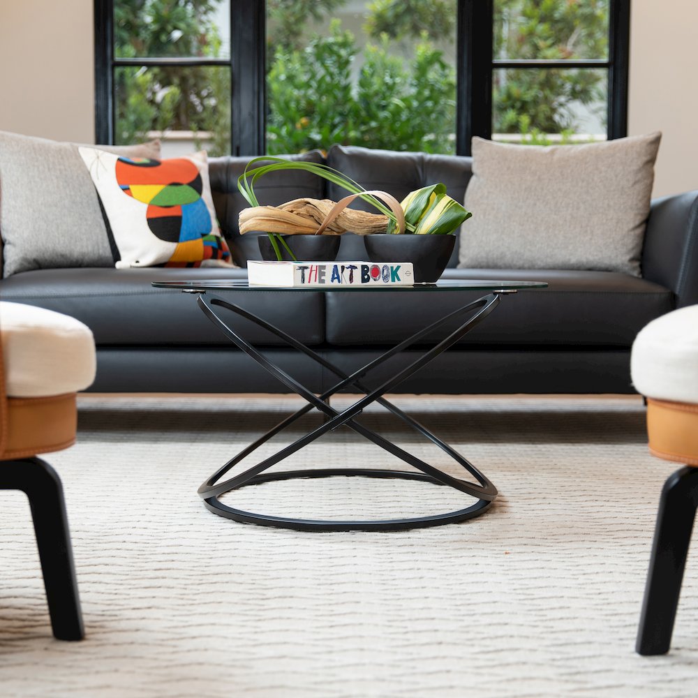 Galaxy Black and Tempered Glass Round Coffee Table. Picture 3