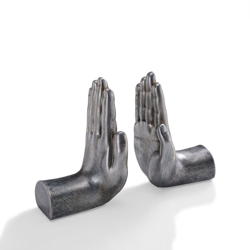 Antique Silver "Hands" Bookend Set of 2. Picture 3