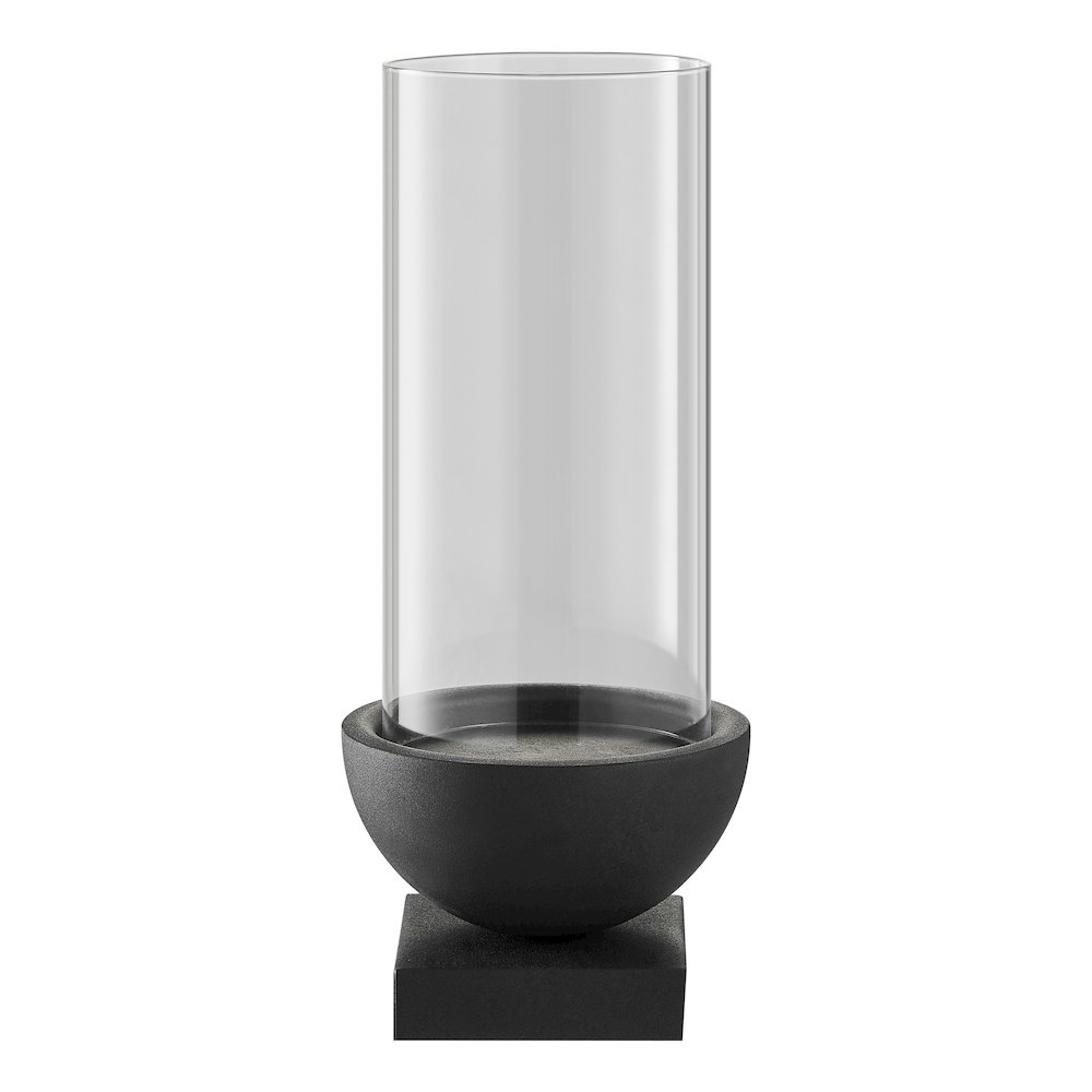 Black Metal Pedestal and Glass Pillar Votive Candle Holder - Small. Picture 6