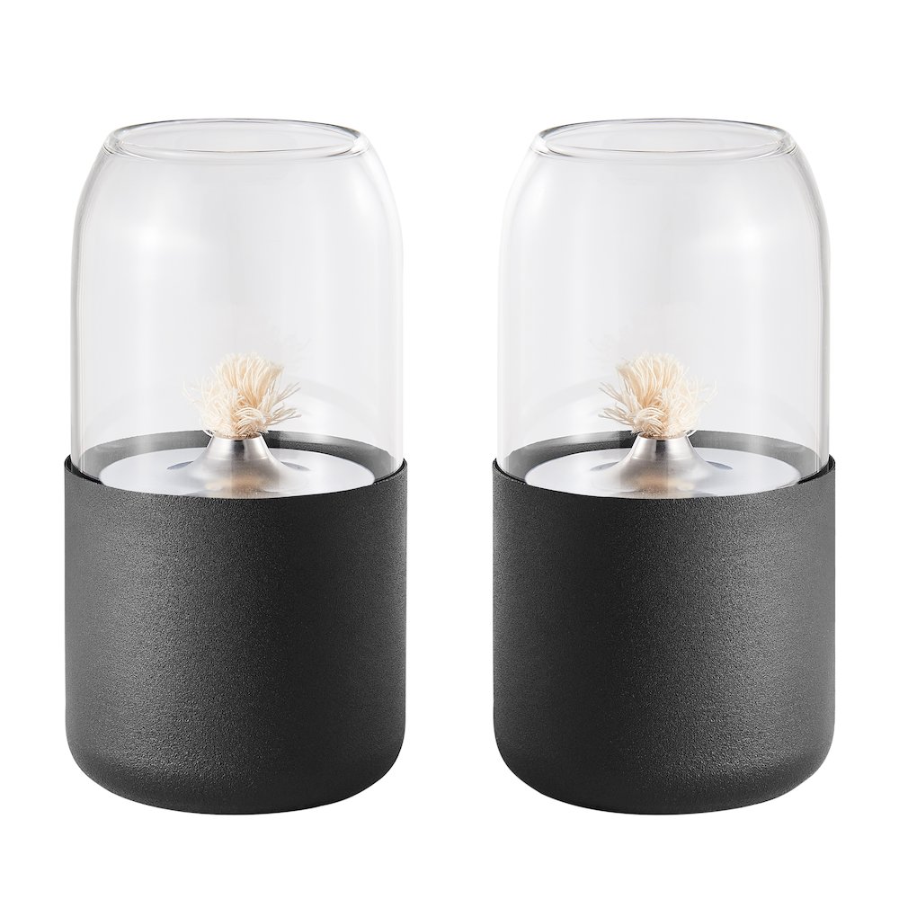 Ambrose Oil Lamp Rope Wick Clean-Burning Tabletop Portable Fire Pit Set of 2. Picture 1