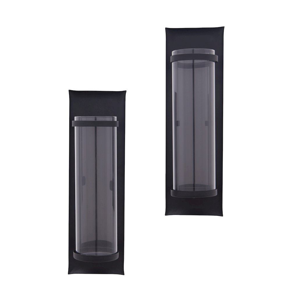 Metal Pillar Candle Sconces with Glass Inserts (Set of 2). Picture 4