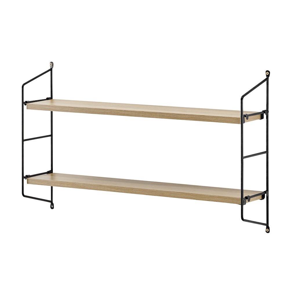 Severini Floating Bracket Farmhouse Two-Tier Wall Shelf - Black/Chestnut. Picture 8
