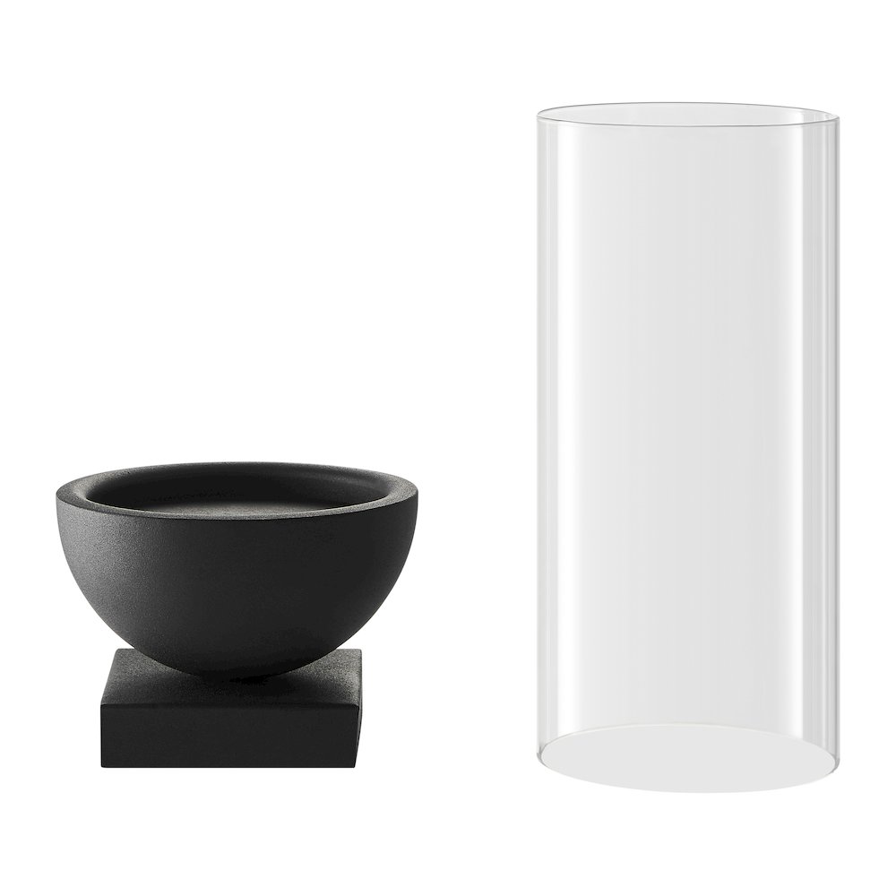 Black Metal Pedestal and Glass Pillar Votive Candle Holder - Small. Picture 7