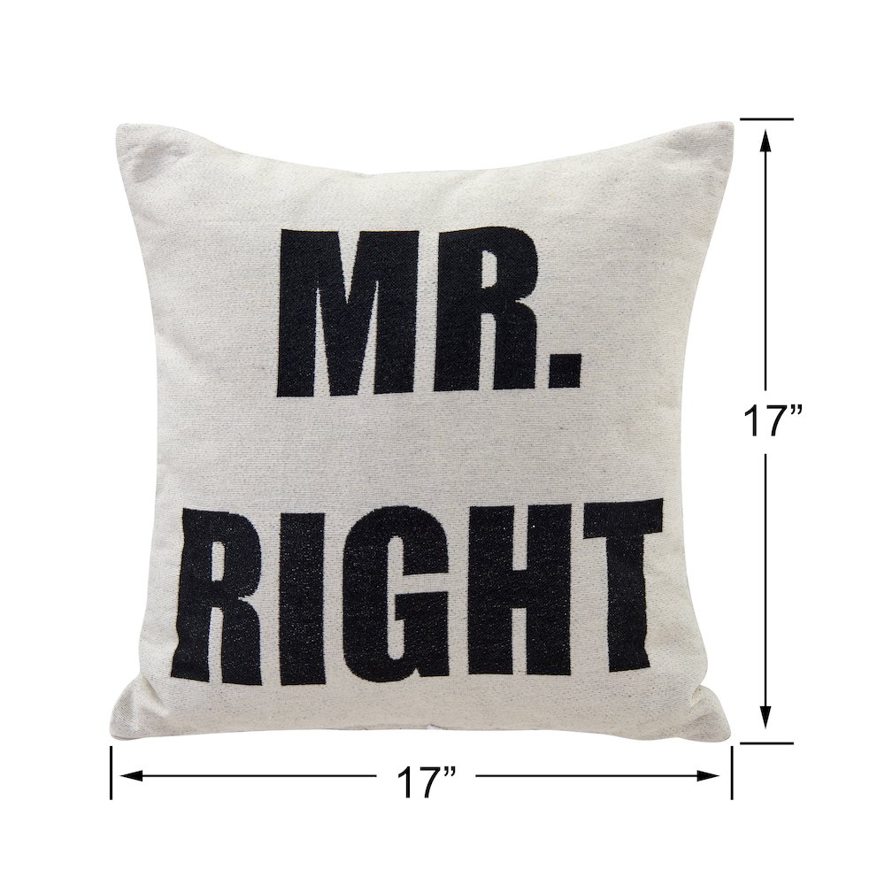 Mr. Right White Jacquard Printed Decorative Toss Throw Accent Pillow. Picture 2