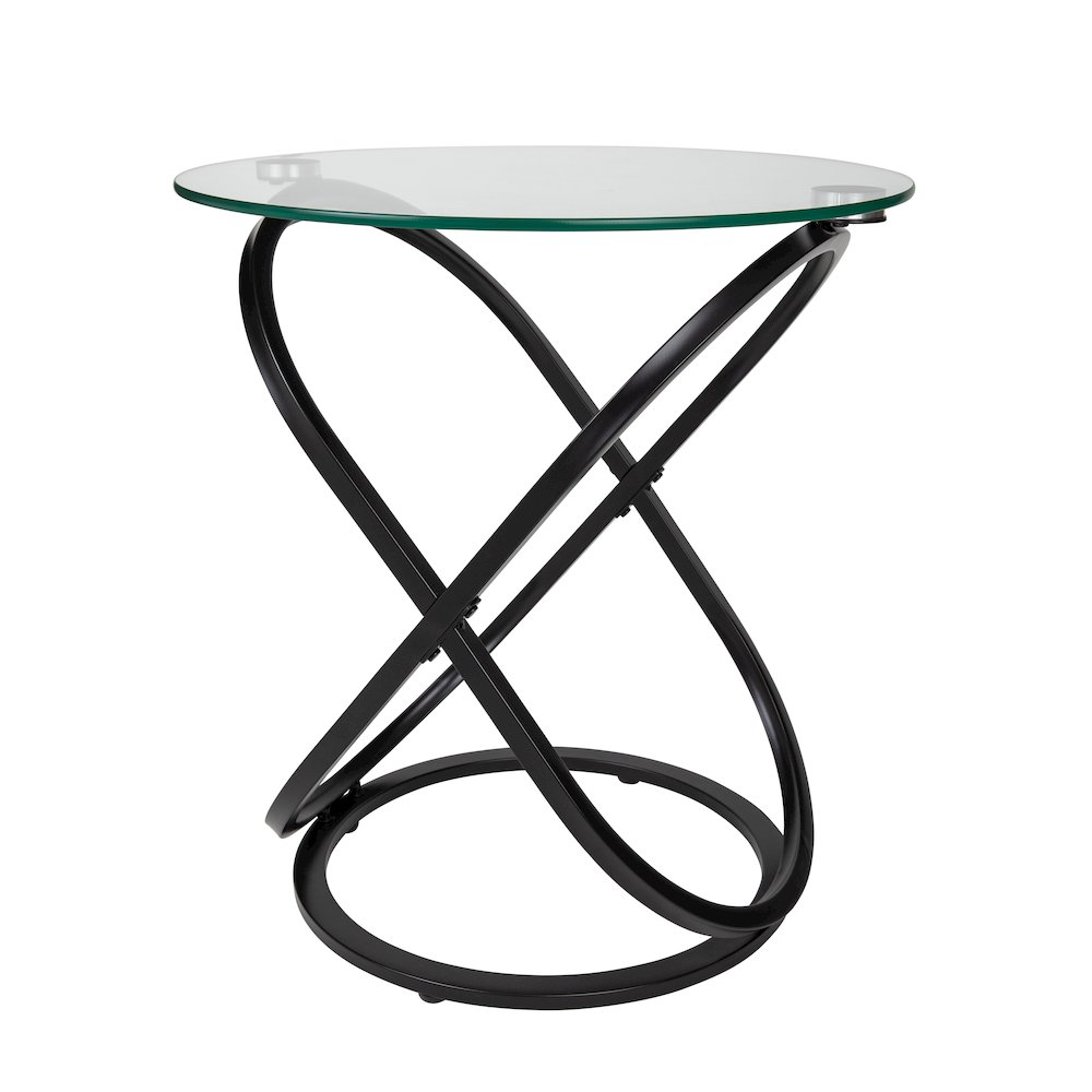 Galaxy Black and Tempered Glass Round End Table. Picture 1
