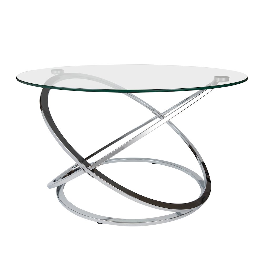 Galaxy Chrome and Tempered Glass Round Coffee Table. Picture 1
