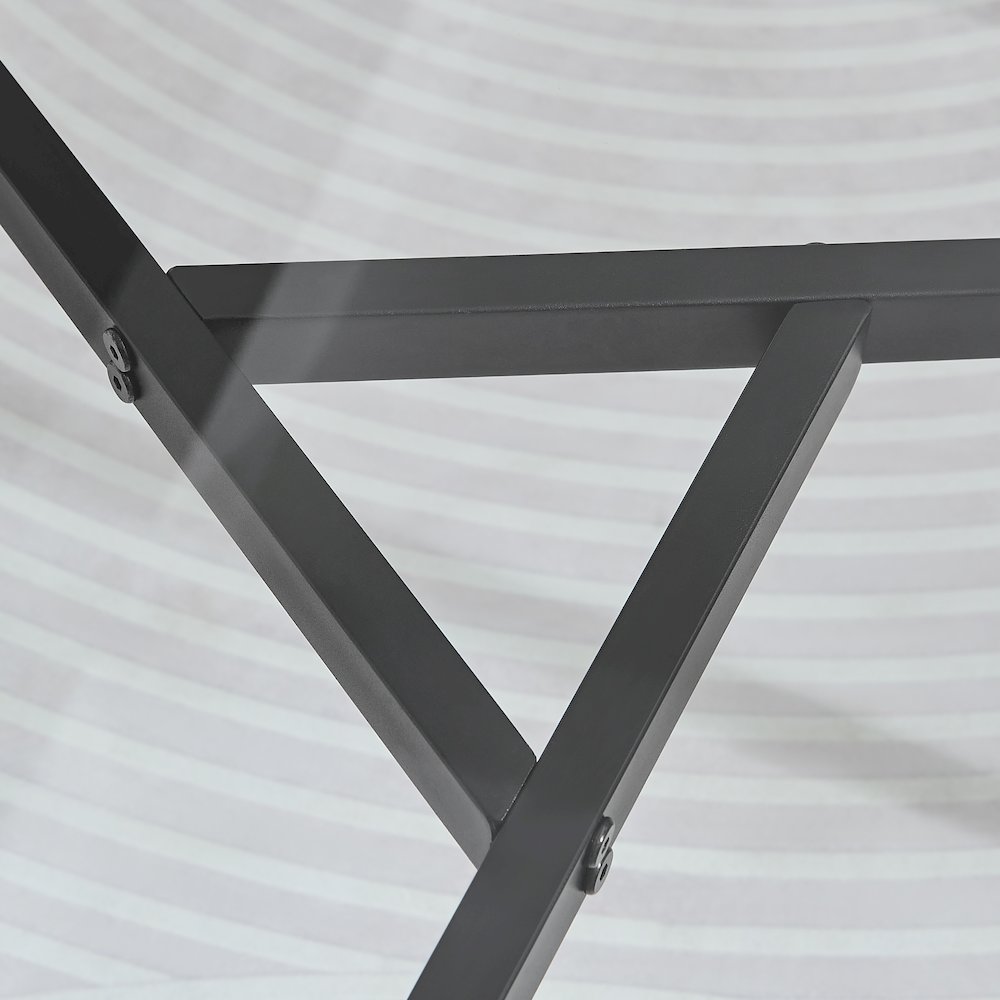 Van Beuren Coffee Side  Table Set Metal Taper Legs Clear Glass Tabletop - Black. Picture 10