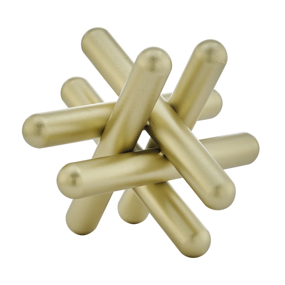 Large Abstract Gold Finish Textured Metal Geometric Sculpture. Picture 1