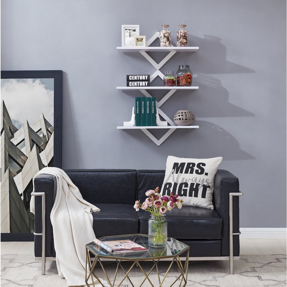 Diamonds 3-Level Wall Mount Shelving System-White. Picture 5