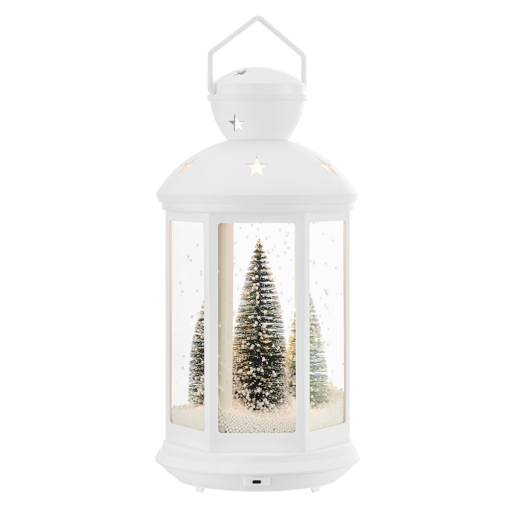 Christmas Scene Falling Snow Musical Snow Globe Diorama Lantern - White. Picture 9