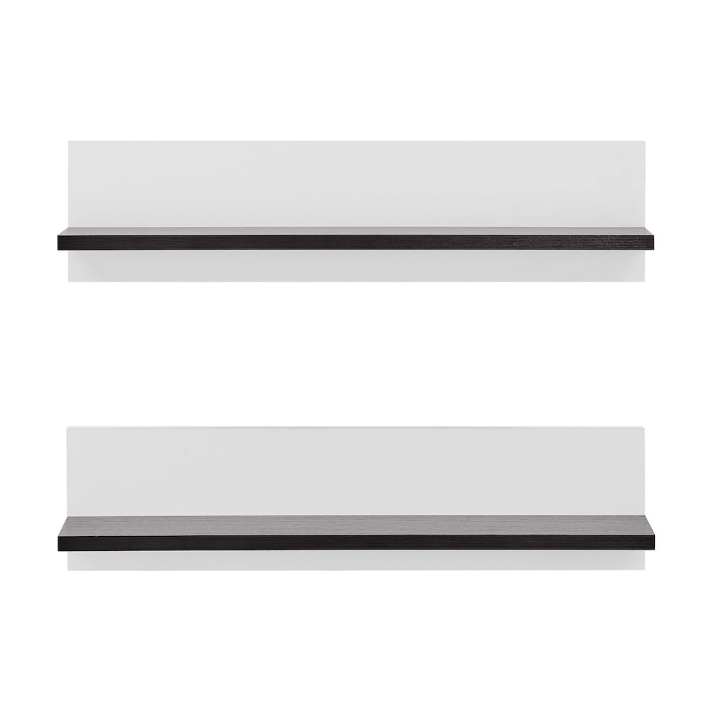 Repose Display Photo Ledge Shelf Set of 2 - White/Dark Walnut. Picture 1