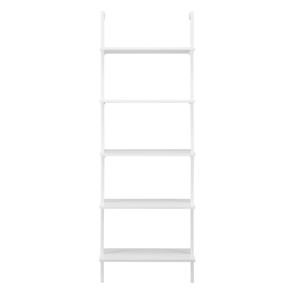 Everett 5-Tier Open Display Wall Mount Metal Frame Ladder Shelf - White/White. Picture 1