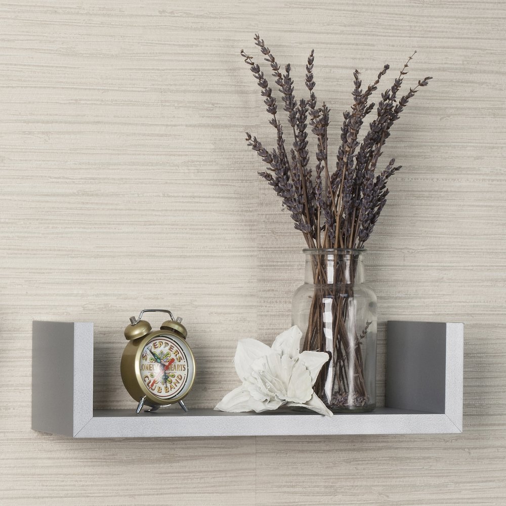 Laminated Silver Gray Floating "U" Shelves (Set of 3). Picture 3