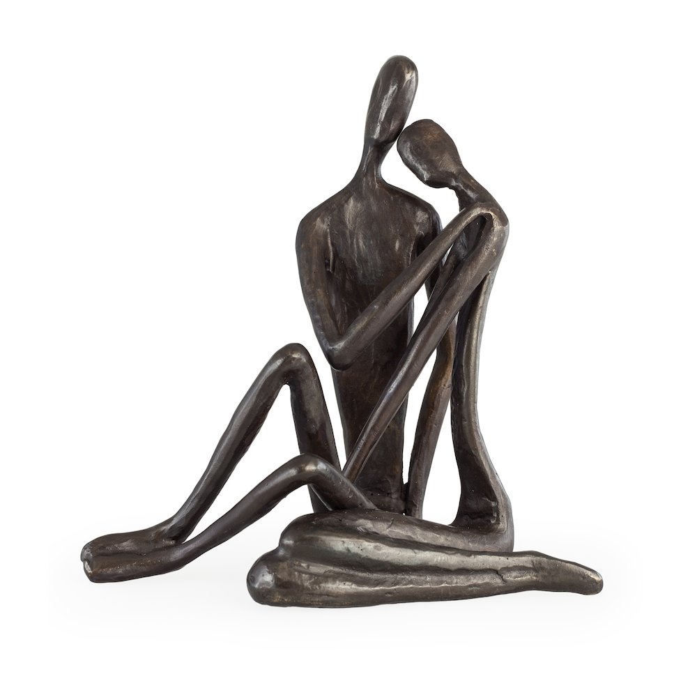 Large Couple Embracing Cast Iron Sculpture. Picture 1