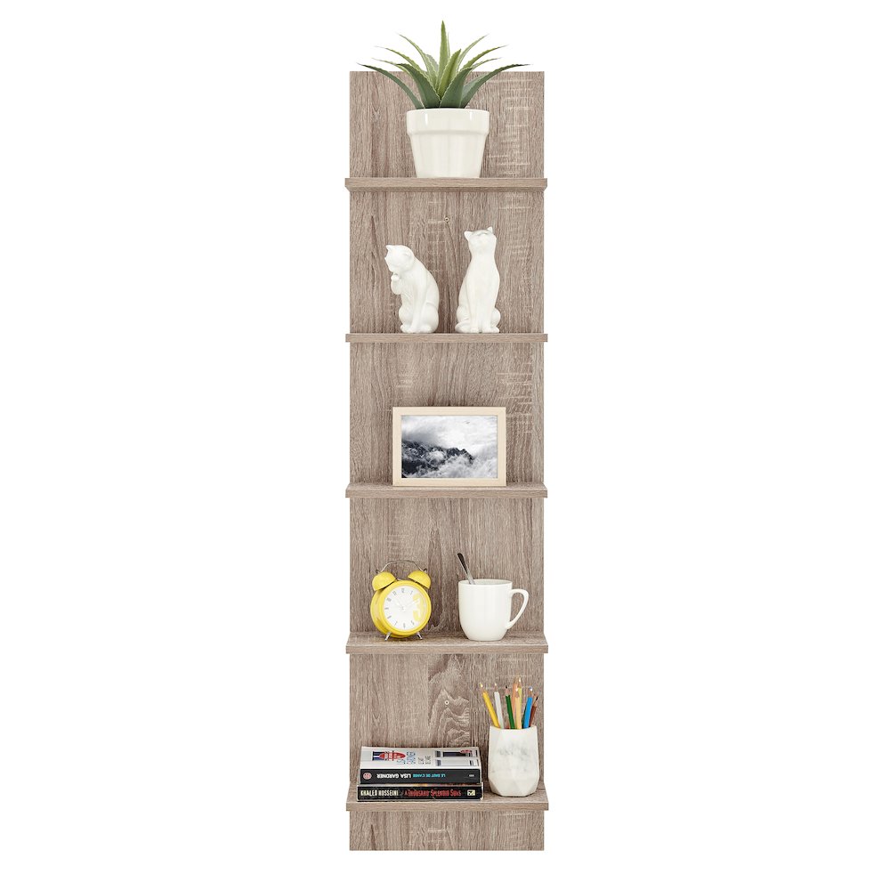 Weathered Oak Finish Wide Column Wall Shelf. Picture 9