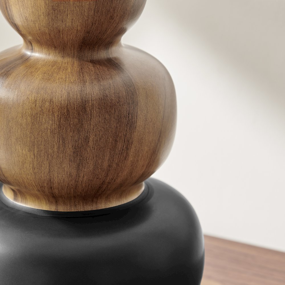 Milo Trinnet Three Tiered Two Tone Tabletop Vase - Black and Walnut - Large. Picture 6