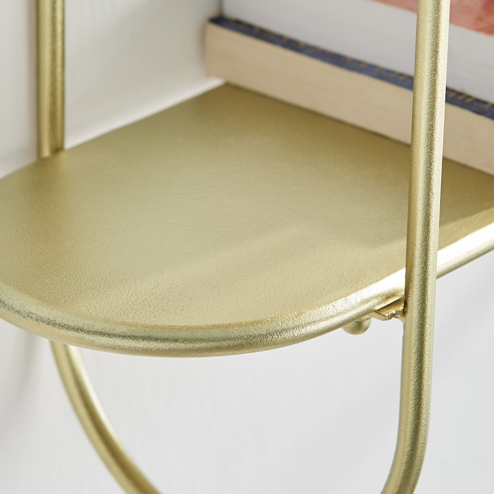 Two-Tier Warm Gold Metal Hanging Bracket Wall Mounted Shelf. Picture 5
