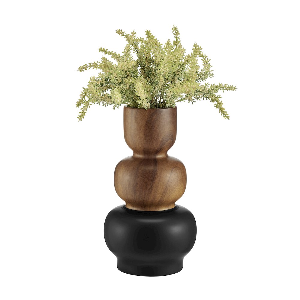 Milo Trinnet Three Tiered Two Tone Tabletop Vase - Black and Walnut - Large. Picture 8