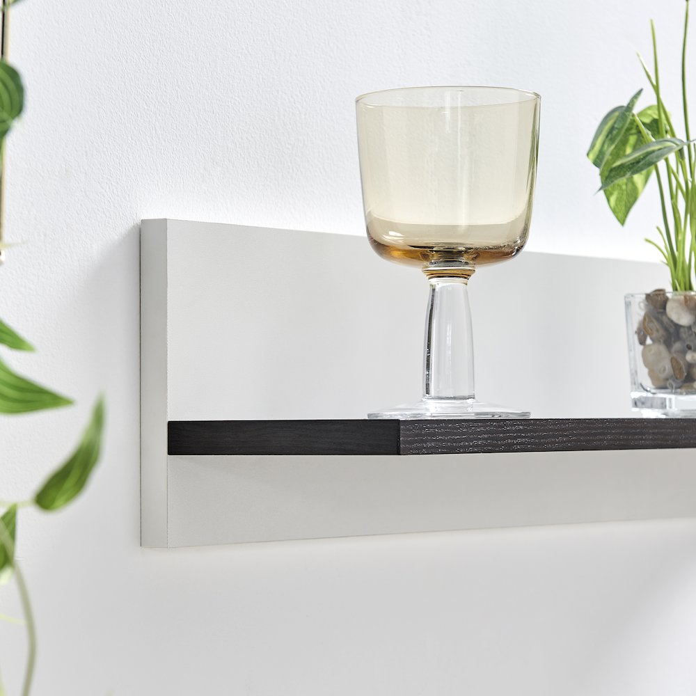 Repose Display Photo Ledge Shelf Set of 2 - White/Dark Walnut. Picture 8