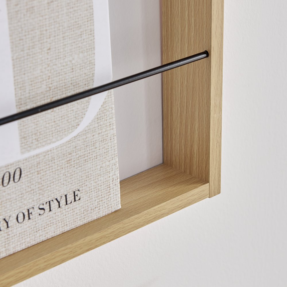 Steiner Beech Square 2-Tier Kids Book or Toy Figure Wall Bookshelf - Black Rods. Picture 10