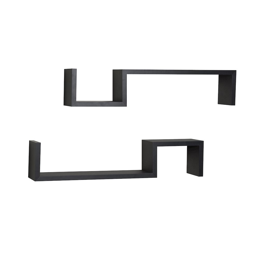Black "S" Wall Mount Shelves (Set of 2). Picture 1