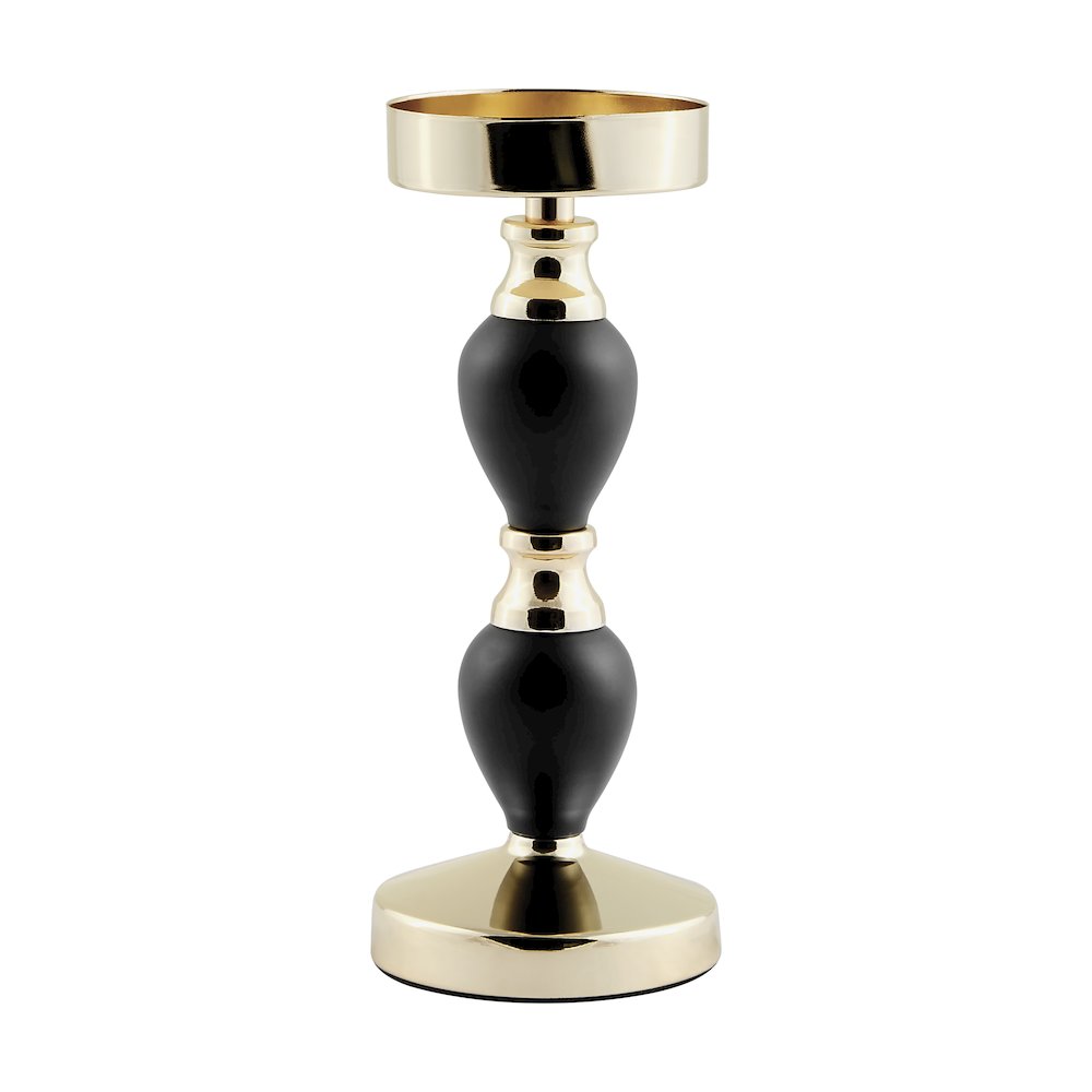 Talia Black and Gold Candlestick Taper Candle Holders - Set of 3. Picture 10