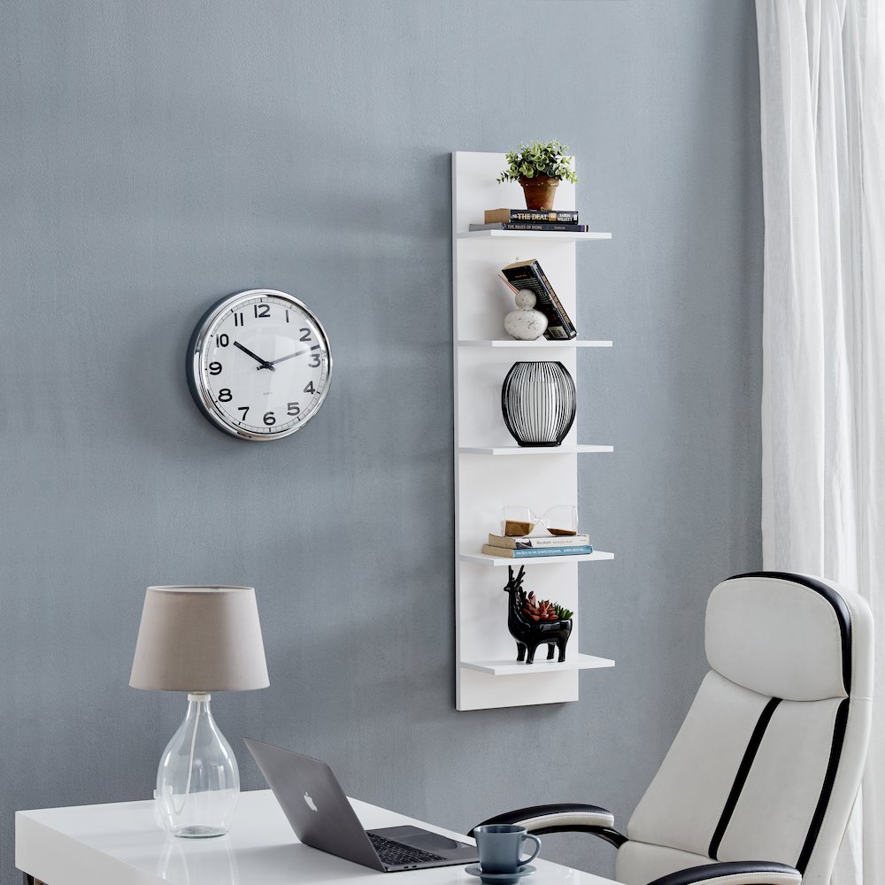 White Finish Wide Column Wall Shelf. Picture 5