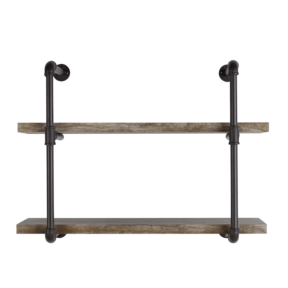 Two Tier Industrial Pipe Wall Shelf. Picture 1