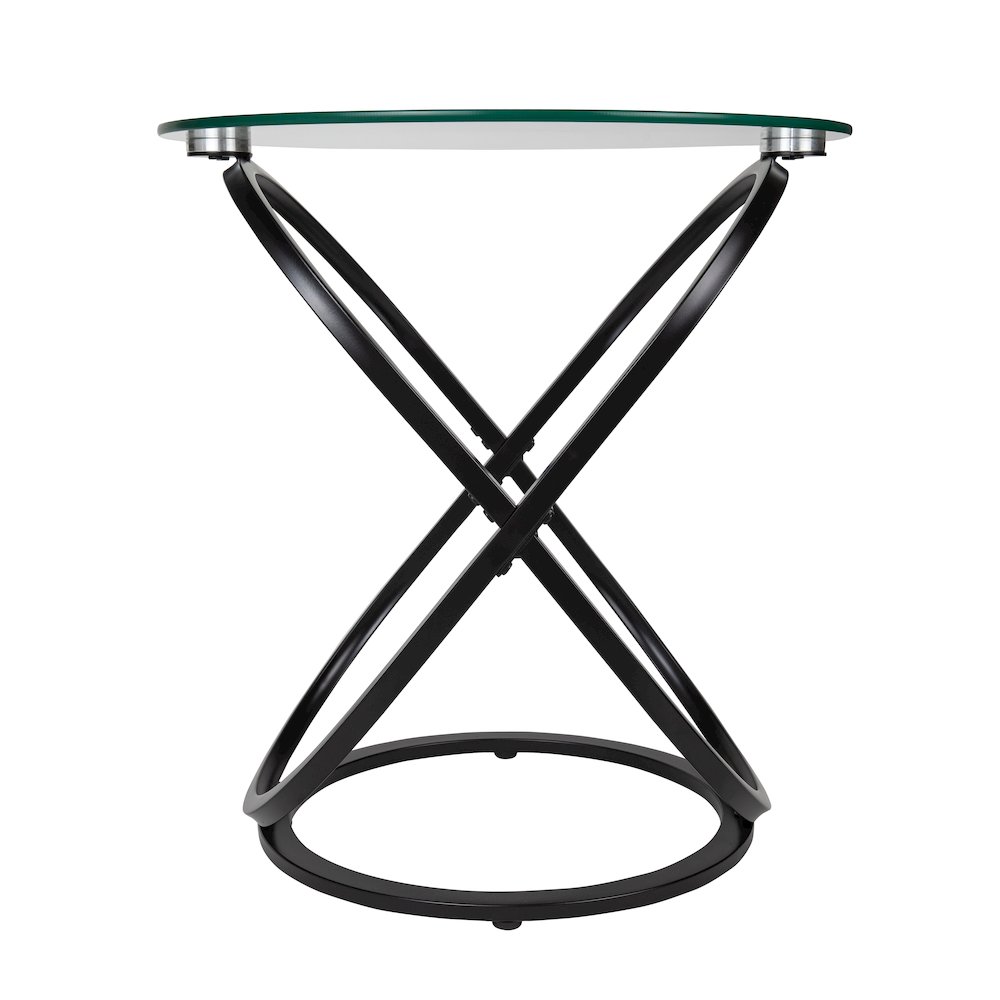 Galaxy Black and Tempered Glass Round End Table. Picture 8