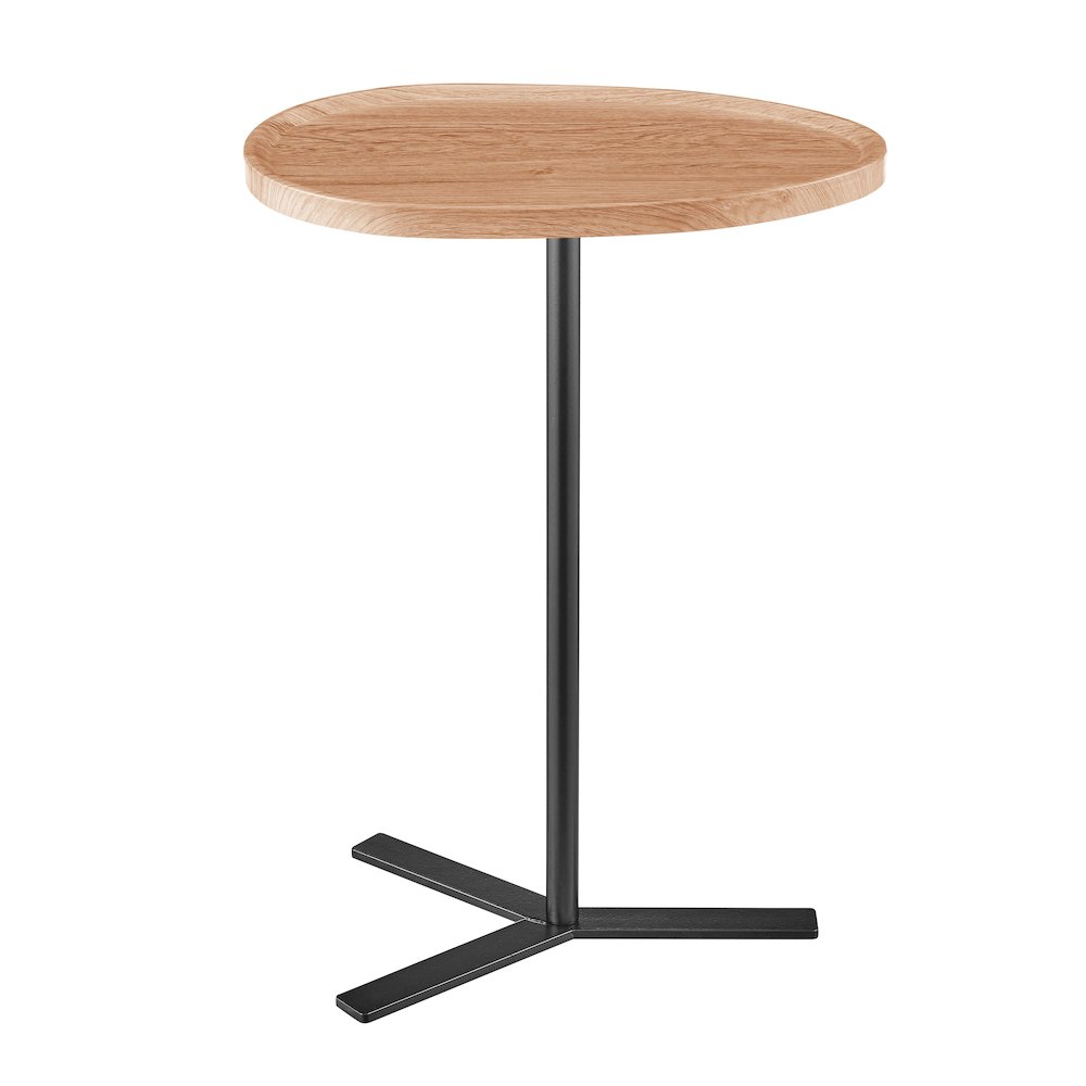 Carter Oval Teardrop Couch-Side Accent C-Table Y-Shape Leg - Natural Brown/Black. Picture 1