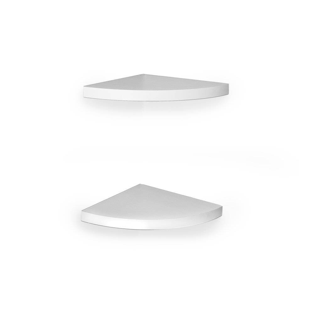White Veneer Corner Radial Shelves (Set of 2). Picture 1