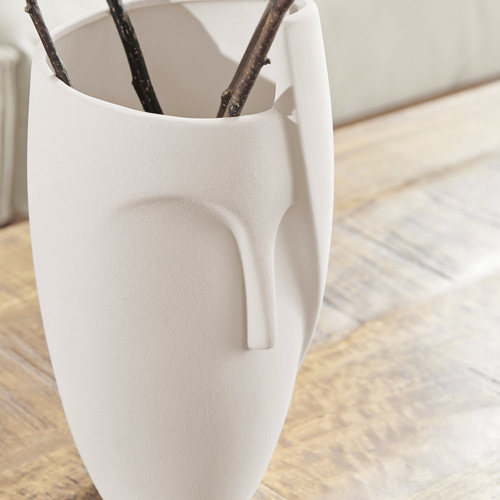 Hans Ansit Cream Abstract Face Matte Ceramic Sculpture Decorative Planter Vase. Picture 6