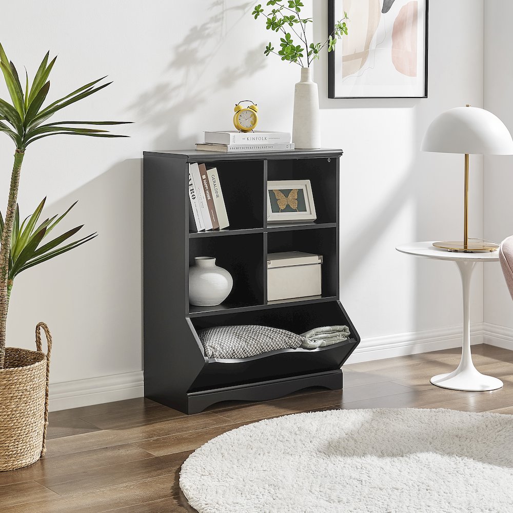 Multi-Cubby Storage Cabinet - Black. Picture 3