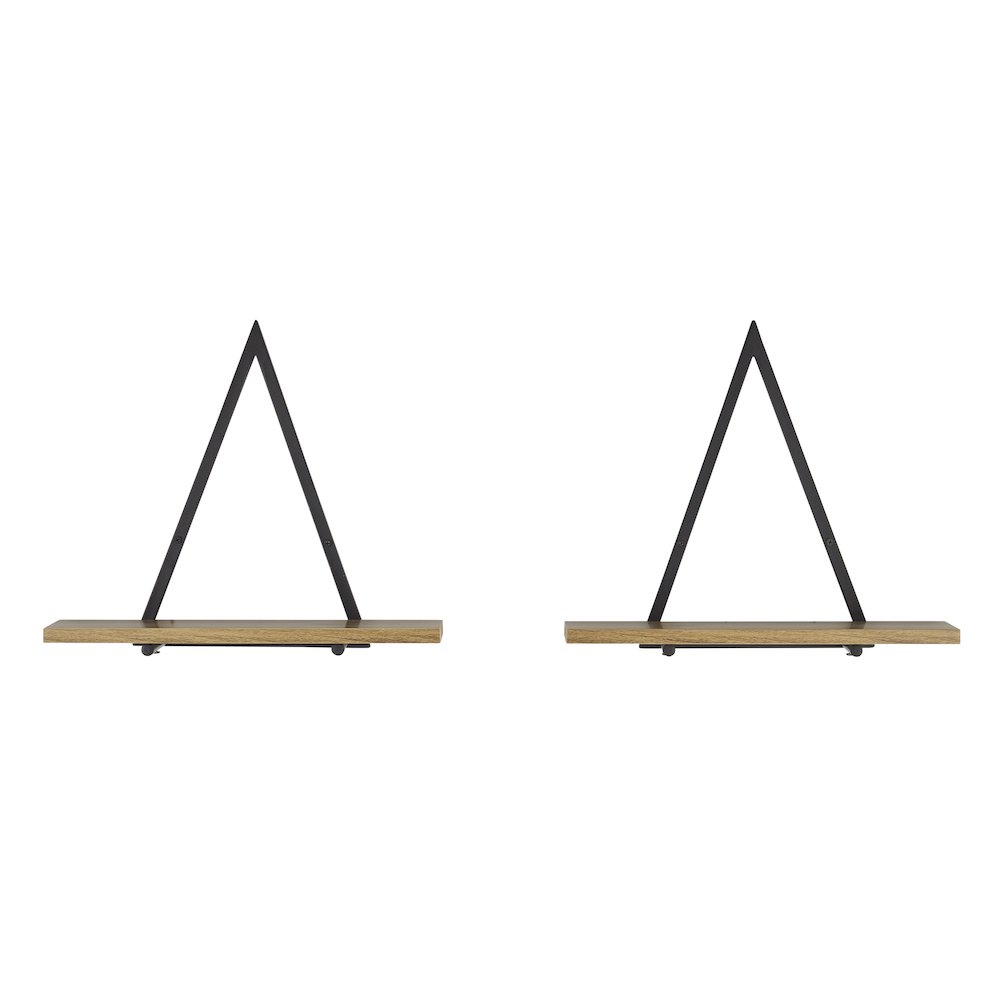 Triangle Accent Wall Shelf Reversible Configuration - Black Metal Walnut Finish. Picture 13