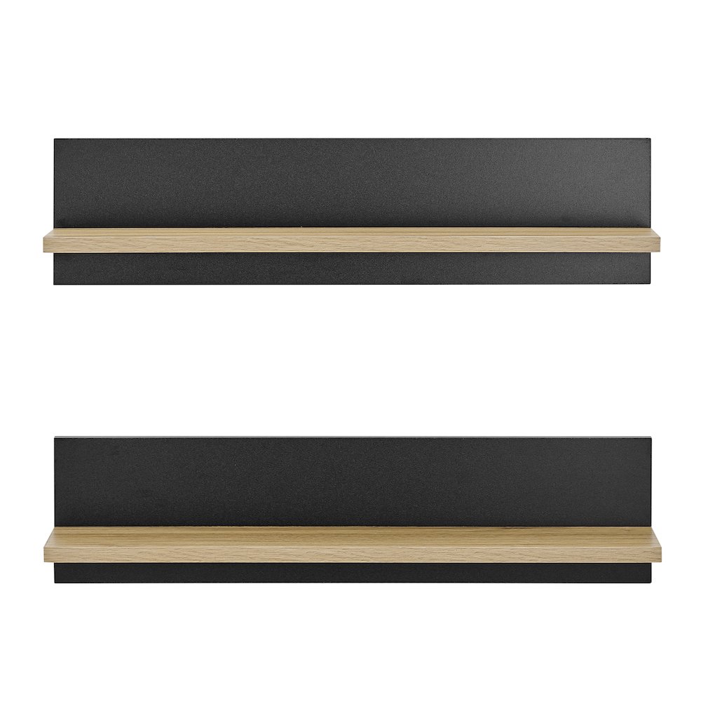 Repose Display Photo Ledge Shelf Set of 2 - Black/Chestnut. Picture 1